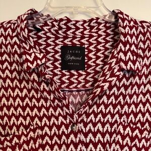 Jachs Burgundy and White Zigzag Blouse